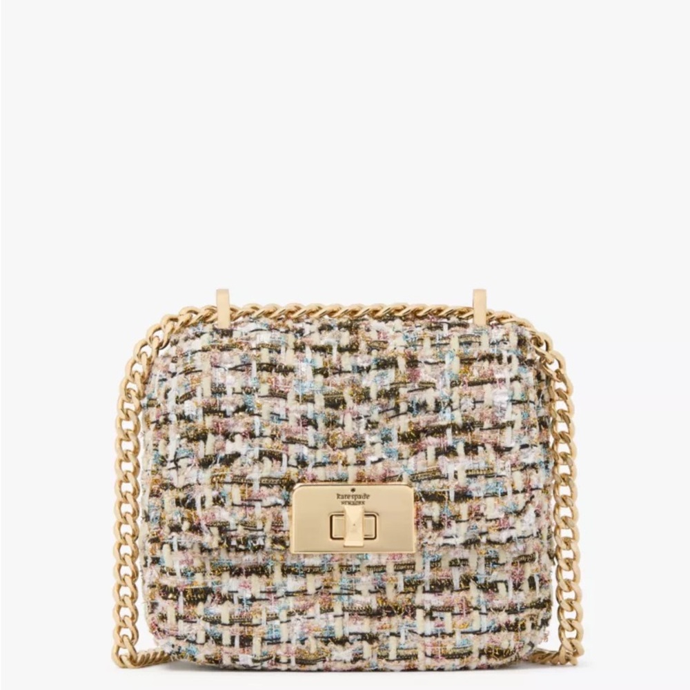 CAREY TINSEL TWEED MICRO FLAP CROSSBODY KATE SPADE